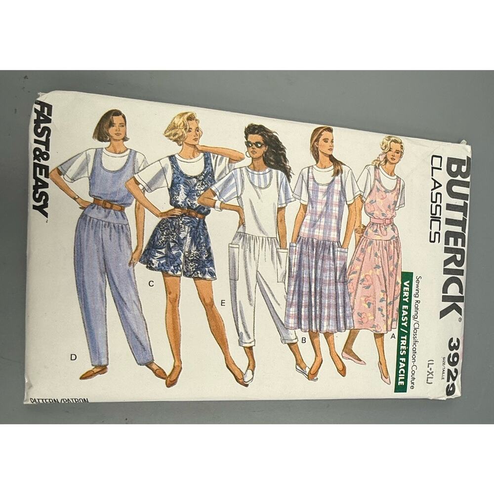 Butterick 3928 Classics Jumper Jumpsuit Top Sewing Pattern L XL Uncut